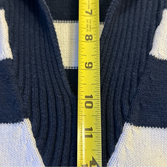 Jones New York Sport Nautical Sweater Woman’s Large Blue White V Neck Ribbed - Picture 11 of 11